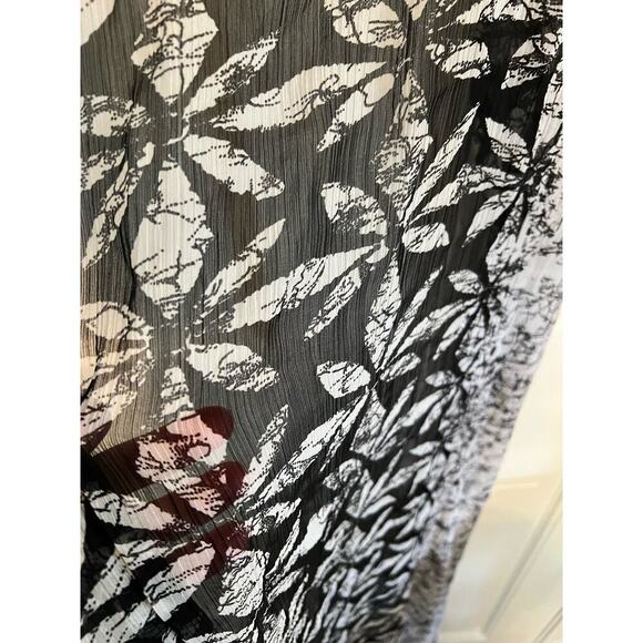 Eldior Sodeok Design Duster Kimono Women's OS Black White Floral Print Long Line - Picture 11 of 15